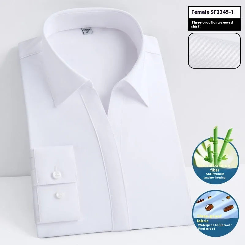 Men's slim fit bamboo fibre shirt with square collar, shown in a solid colour, illustrating business formal style.