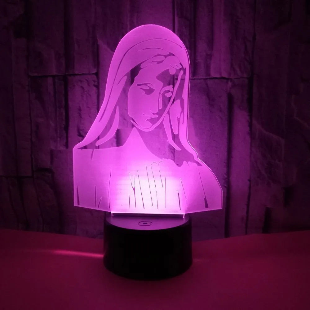 3D stereoscopic dual-ring LED night light with colour changing effects on an ABS base.