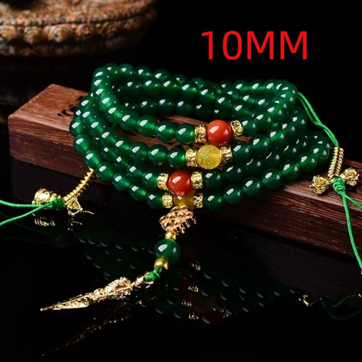 Natural green agate multi-circle bracelet with handcrafted beads in three size options