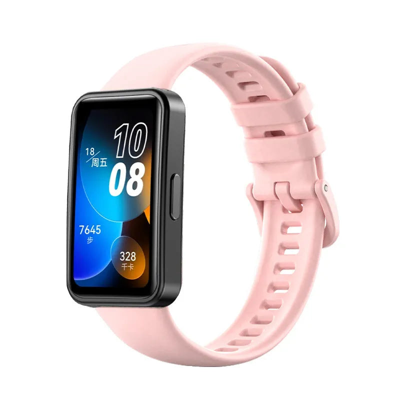 Huawei silicone bracelet watch strap in black, one of eleven colour options