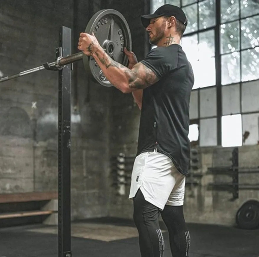 Men's plain gym shirt in cotton spandex blend available in army green, black and white colours