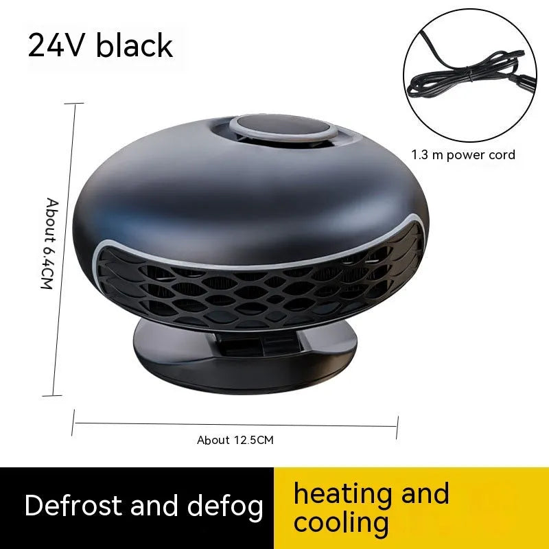 Black car warm air blower heater for windscreen defrosting with 130cm cable