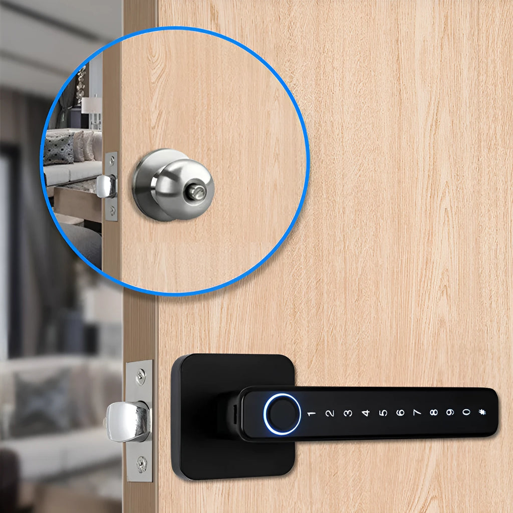 Smart Bluetooth fingerprint lock N1TY in Graffiti Bluetooth colour for wooden doors with Tuya app control and 150 fingerprint storage