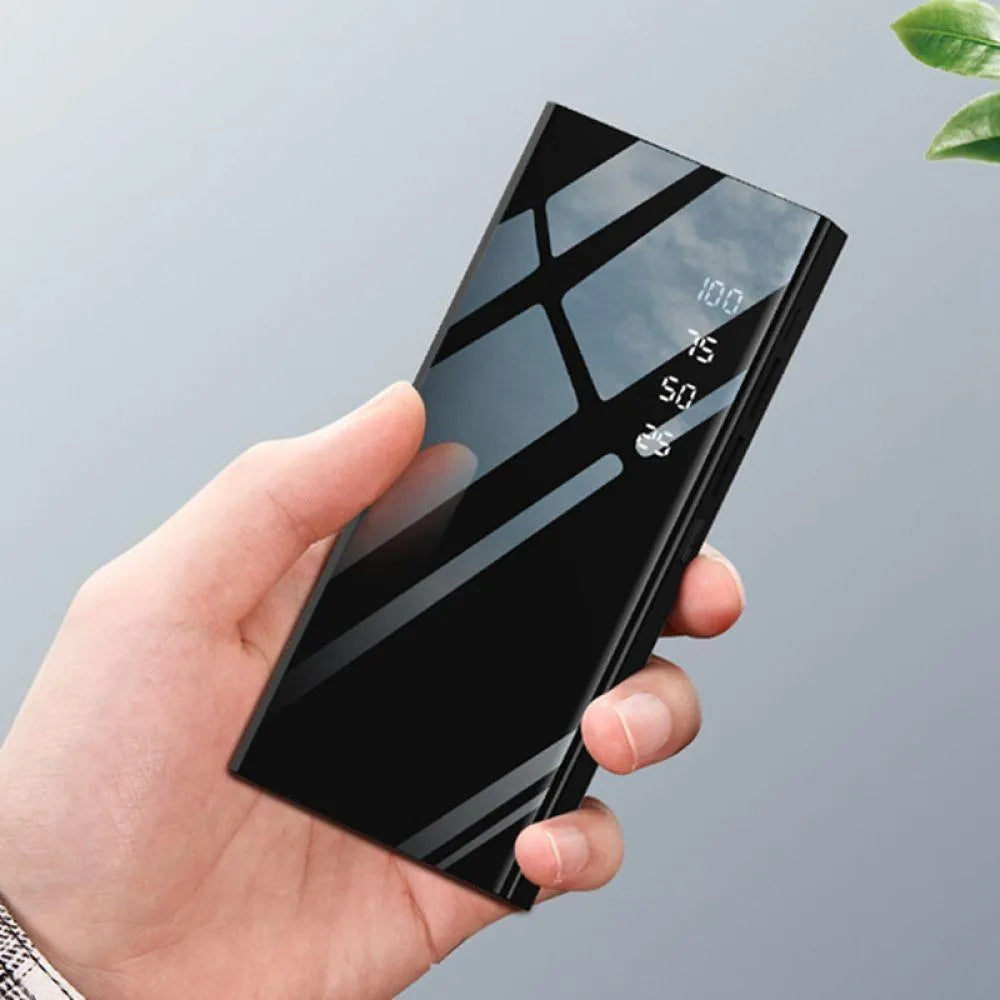 20000mAh power bank with LCD display and dual USB ports in black, red or white