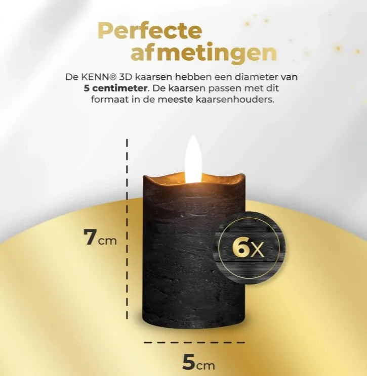 Four black S6 LED pillar candles with realistic wax finish and flameless design