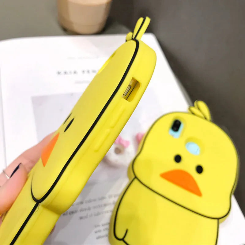 Green silicone iPhone case with animal cartoon design showing back view
