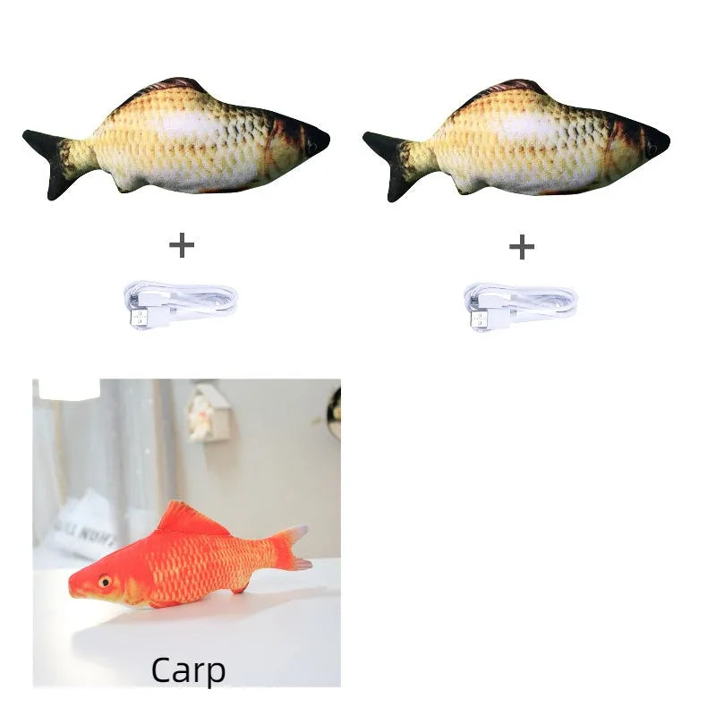30cm long multicolour electric jumping fish simulation cat toy with USB cable