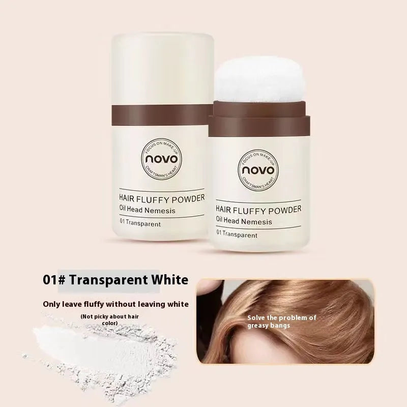 Veejaga translucent oil control powder container showing natural colour face and hairline powder
