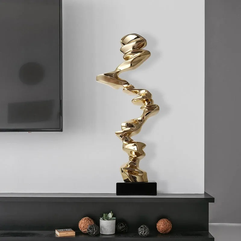 Modern abstract still life decorative ornament in plastic and resin with minimalist design