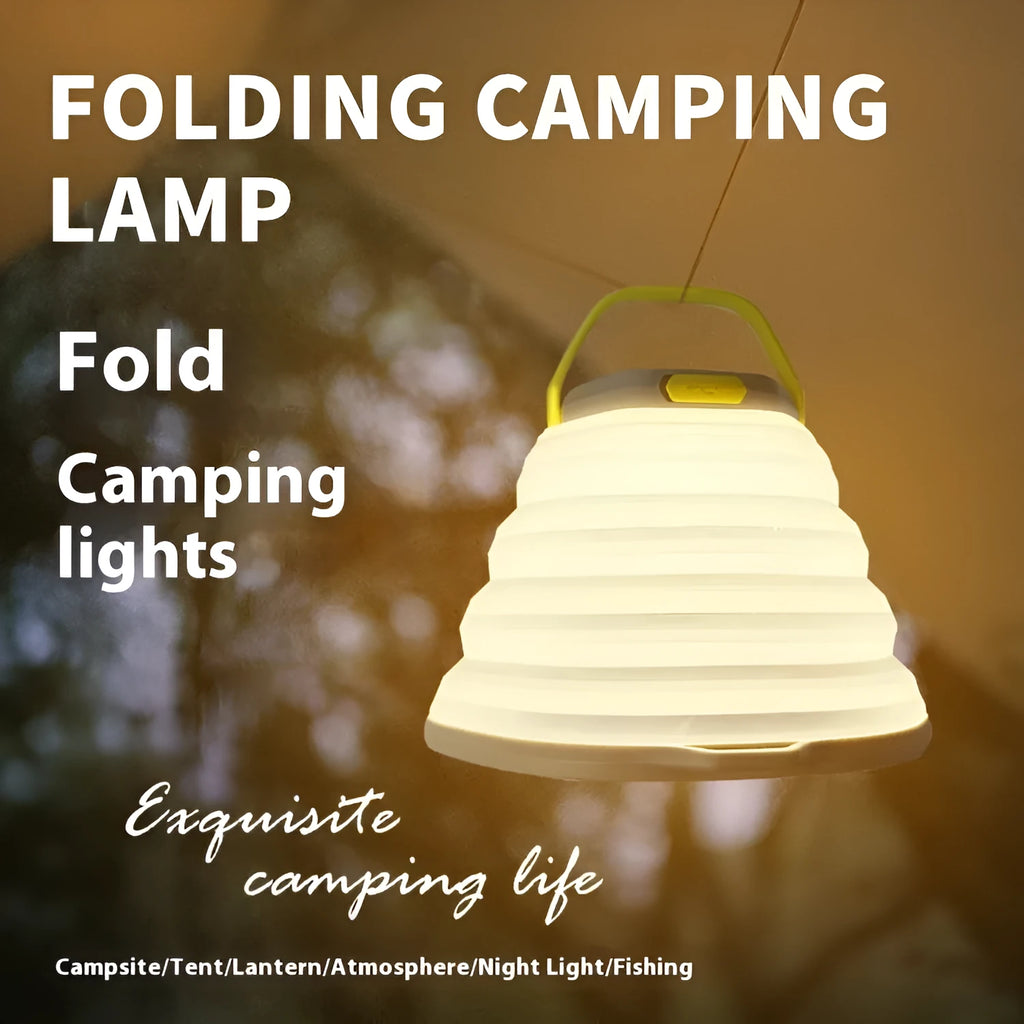 White camping lamp with carrying handle and large capacity battery for tent lighting