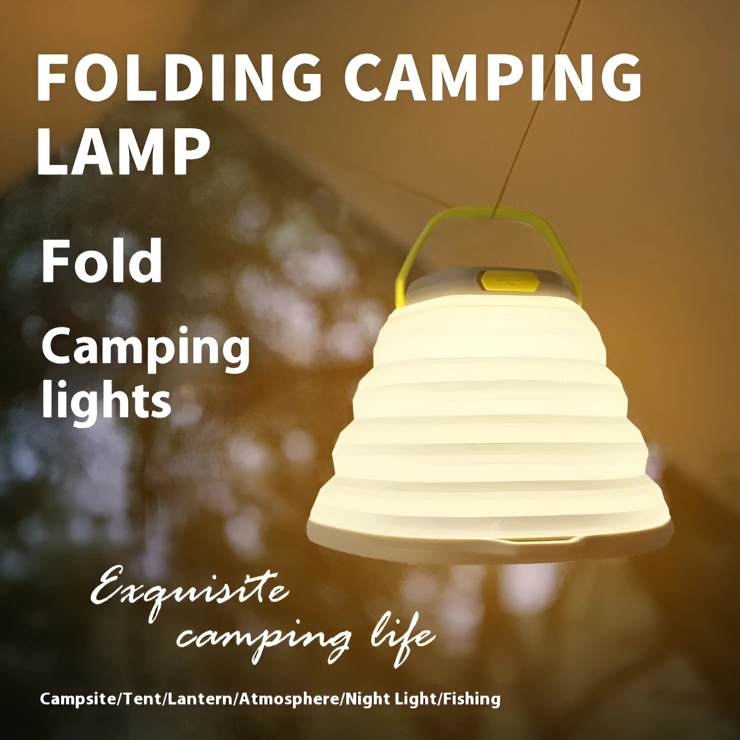 White camping lamp with carrying handle and large capacity battery for tent lighting
