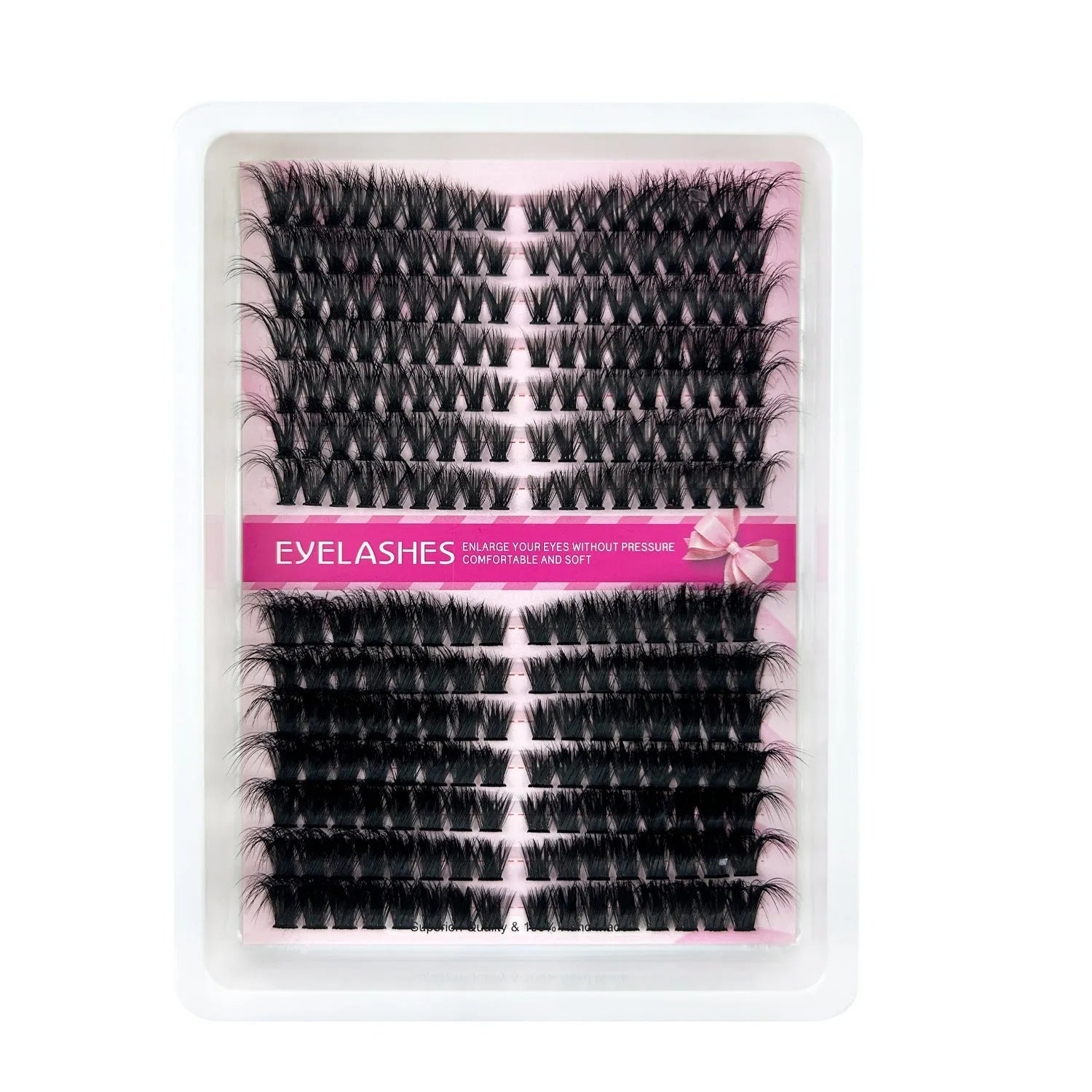 Box of mixed false eyelashes showing five style options with varying volumes from natural to dramatic.