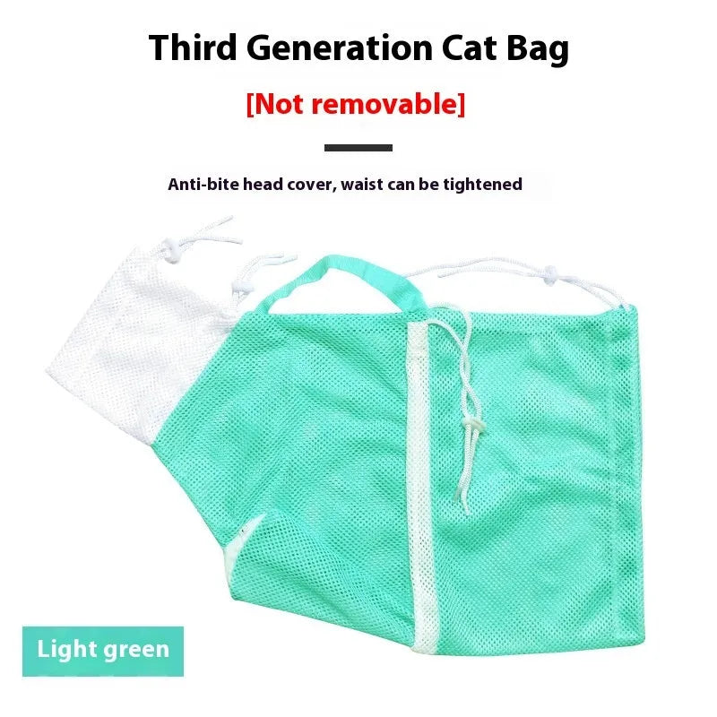 Upgraded fifth generation cat grooming bag in grey white colour with detachable design