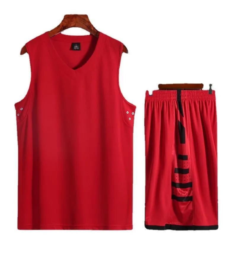 Black and white breathable sports vest and pants set for basketball and training.