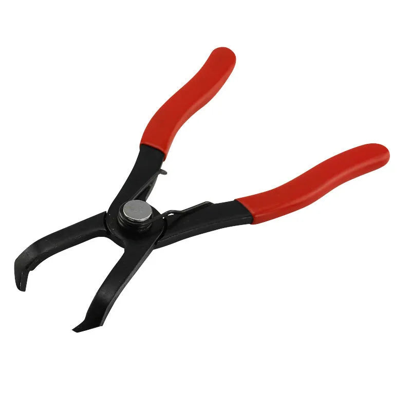 Red interior round nail removal pliers for automotive door panels with PVC handles