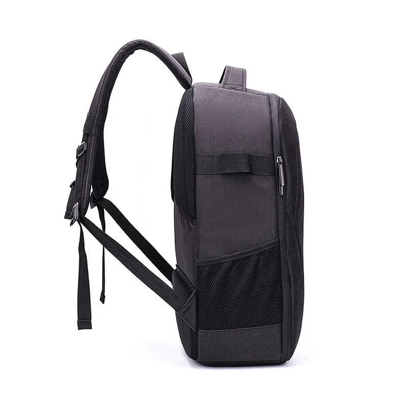 Black UAV waterproof backpack with Oxford cloth construction and multiple internal pockets for drone equipment storage