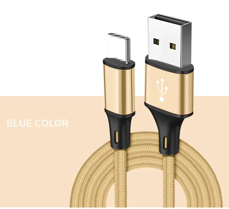 Braided Lightning data cable in multiple colours and lengths with 24-spindle weave cover