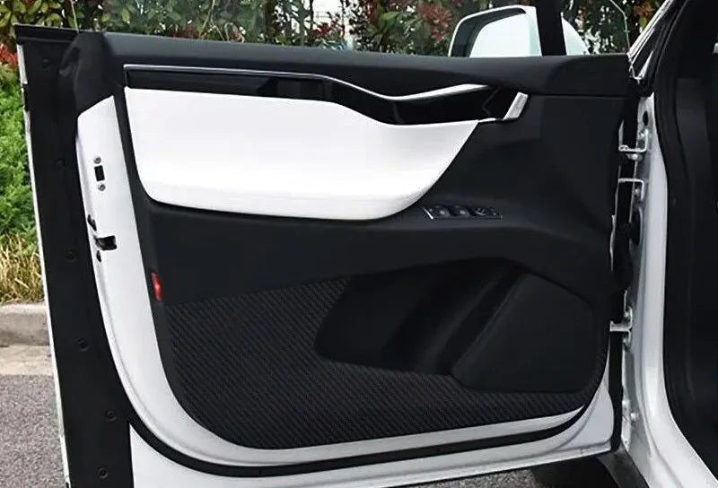 Carbon fibre protective film for Tesla Model S door controls, 4-piece adhesive set