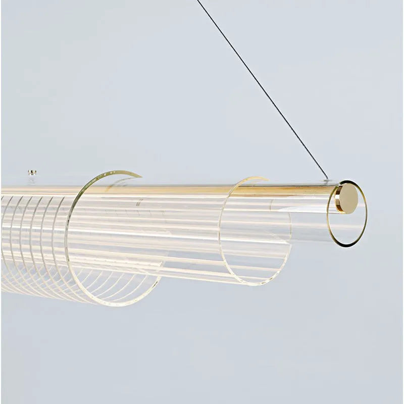 Modern minimalist glass pendant lamp with iron body in three hanging length options.