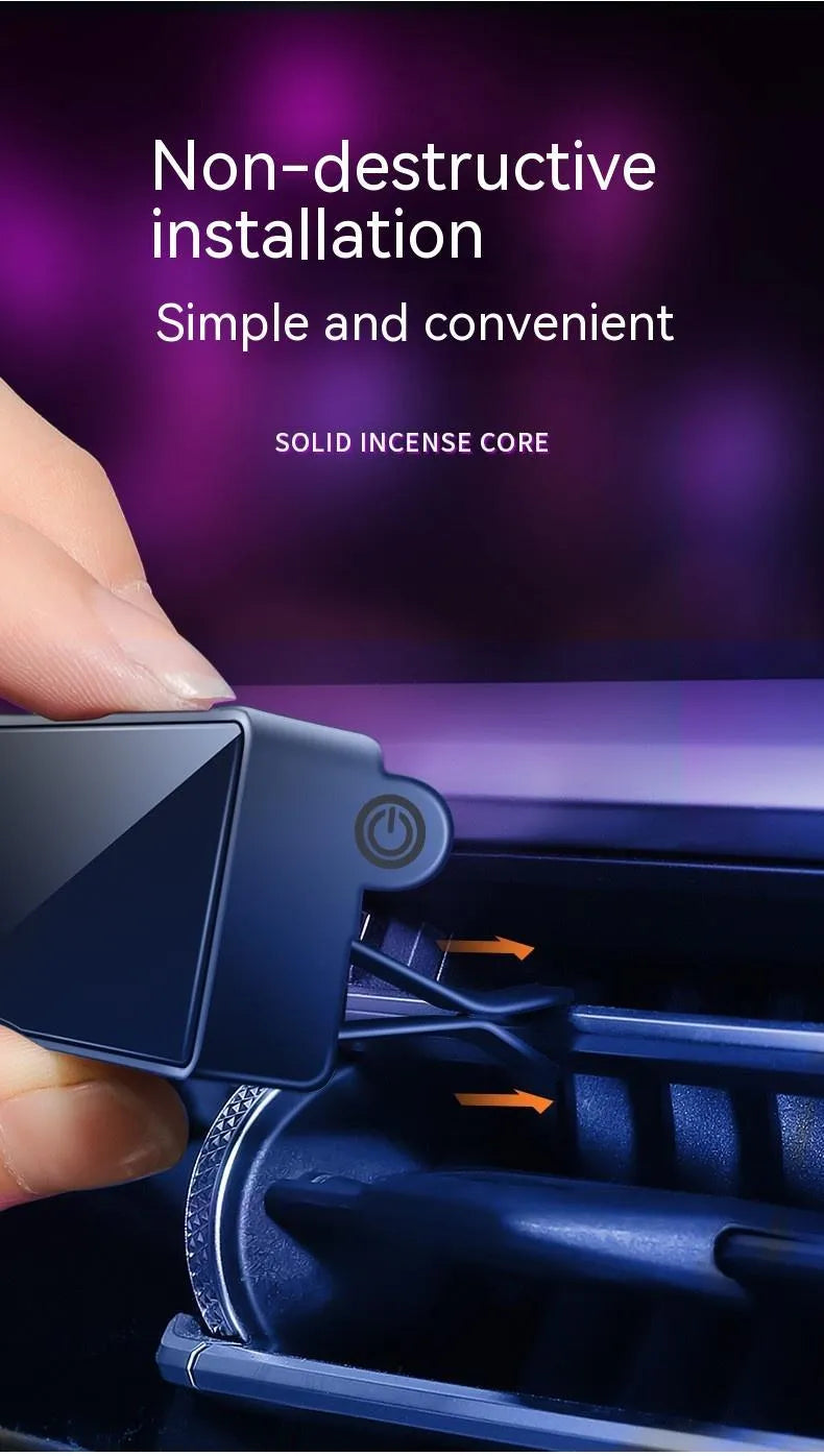Black car air outlet aromatherapy ambience light with LED and perfume diffuser for vehicle odour removal