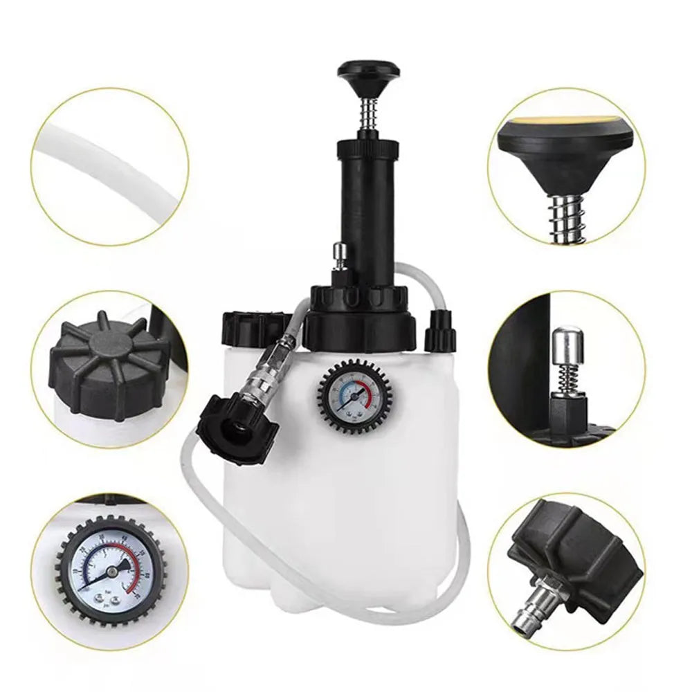 White 3 litre brake oil tank replacement tool for automobile brake fluid changes