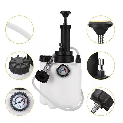 White 3 litre brake oil tank replacement tool for automobile brake fluid changes