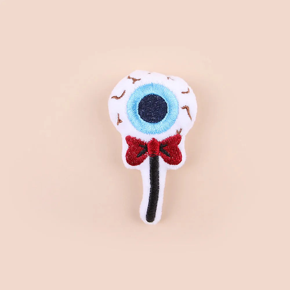 Small plush cat teaser wand toy with candy pattern design for interactive feline play