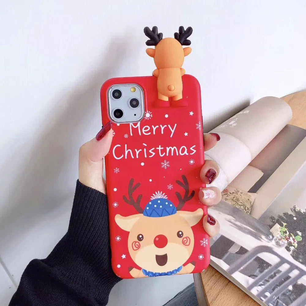 Silicone Christmas back cover case for iPhone in assorted festive colours.