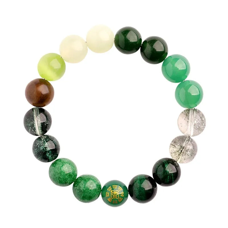 Natural crystal agate balance energy bracelet unisex 10mm beads polished semi-precious stone