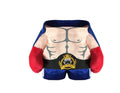 Blue polyester boxer cat costume with four size options S M L XL bust measurements