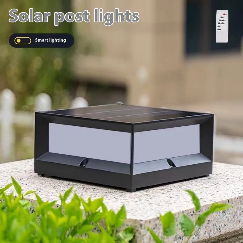 Aluminium outdoor solar LED pillar light for wall or door mounting.