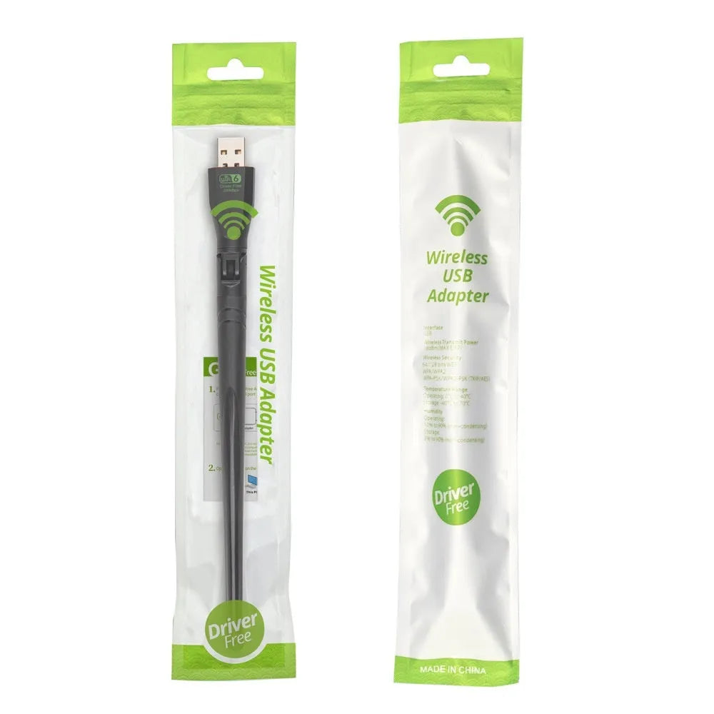 Black USB WiFi 6 wireless network card for desktop and laptop computers