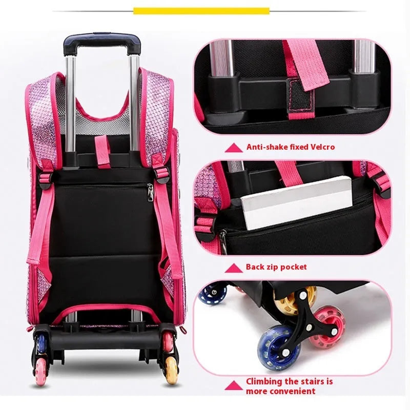 Transparent pet trolley carrier bag with shoulder strap in blue, pink, red, and yellow colour options.