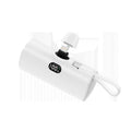 Compact capsule-shaped power bank with digital display and wireless charging surface in multiple colour options