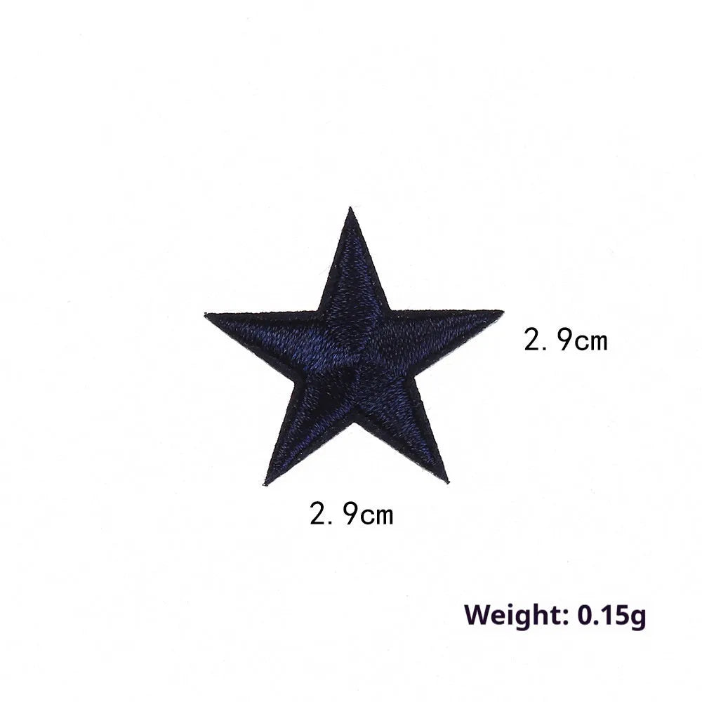 Five-pointed star embroidery label cloth stickers in assorted colours for clothing decoration