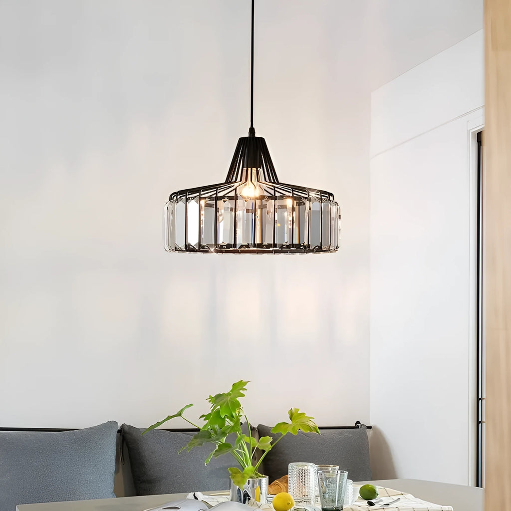 Modern crystal LED ceiling lamp in black or gold finish with three light settings