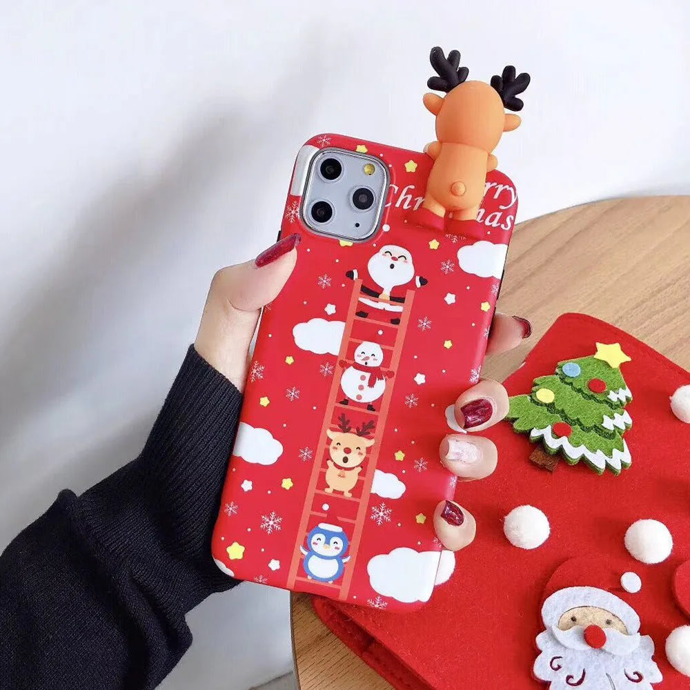 Silicone Christmas back cover case for iPhone in assorted festive colours.