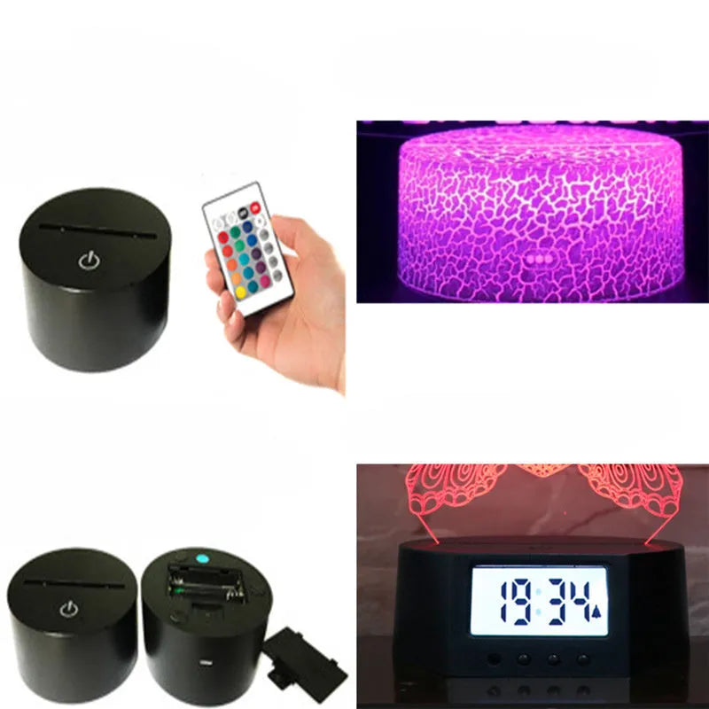 Shark shaped 3D LED table lamp with colourful lighting and remote control on wooden surface