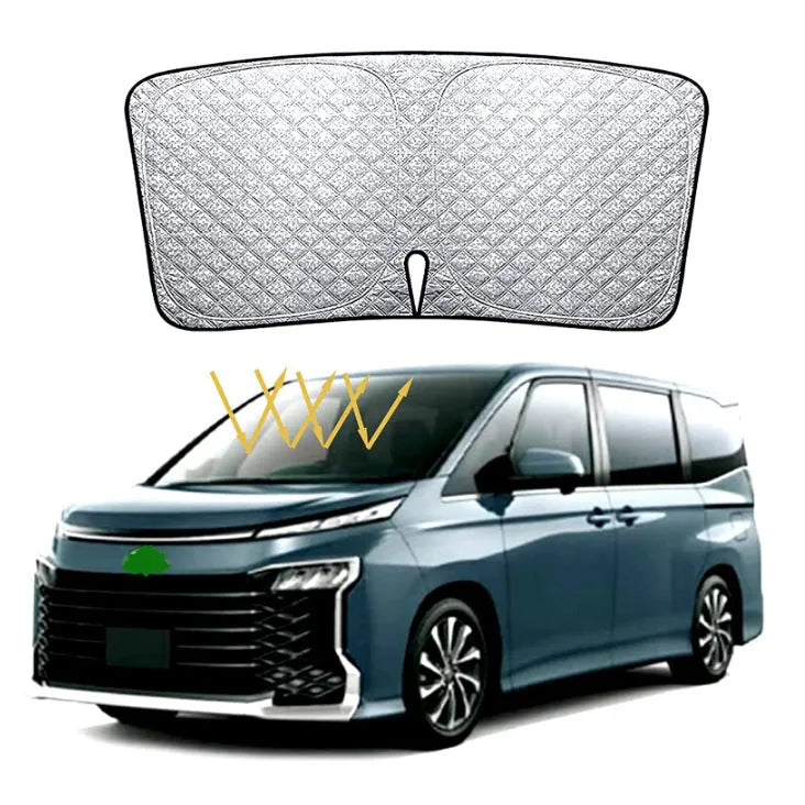 Silver tape car windshield sunshade cover for NOAH XOVY 90 series vehicle.