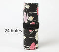 Square canvas pencil case with ballet girl print, showing elastic loops inside for organising pencils.