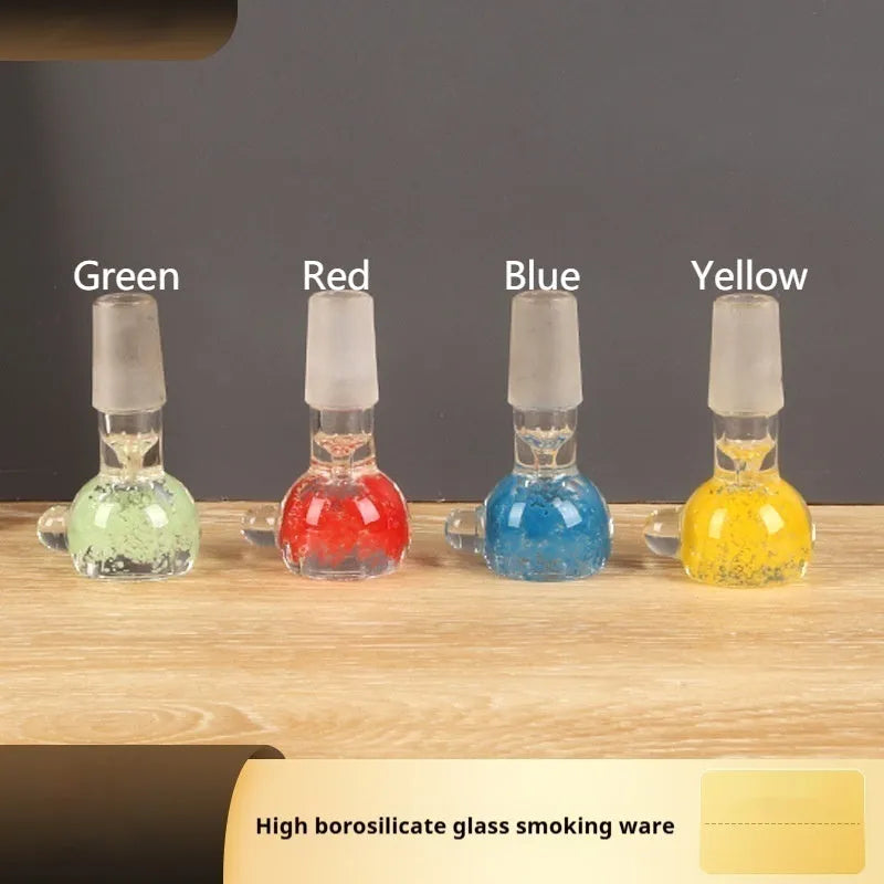 7cm transparent coloured glass cigarette holder in trumpet pipe shape with geometric decoration