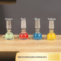 7cm transparent coloured glass cigarette holder in trumpet pipe shape with geometric decoration