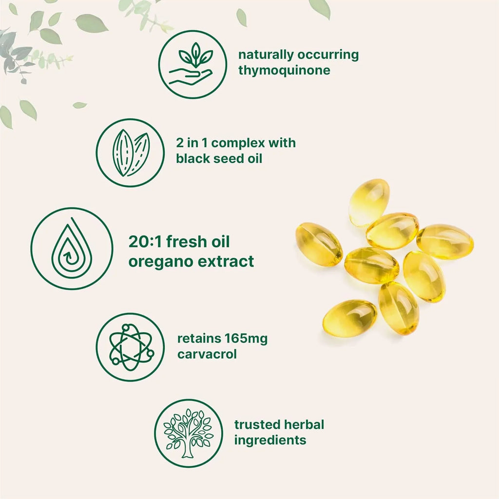 Butter Black Seed Oil Soft Capsules bottle showing 500mg dosage and pack size options