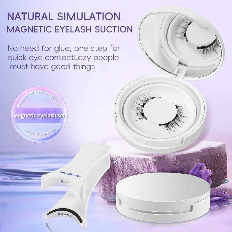 Natural magnetic suction false eyelashes soft mink hair daily wear one pair pink white clip