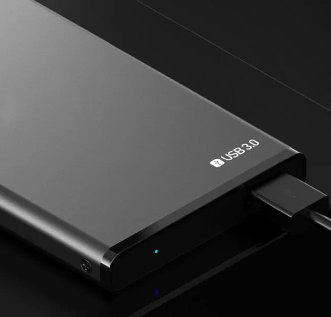 2.5 inch SATA hard drive enclosure in Sandblasted Grey aluminium alloy with USB 3.0 port