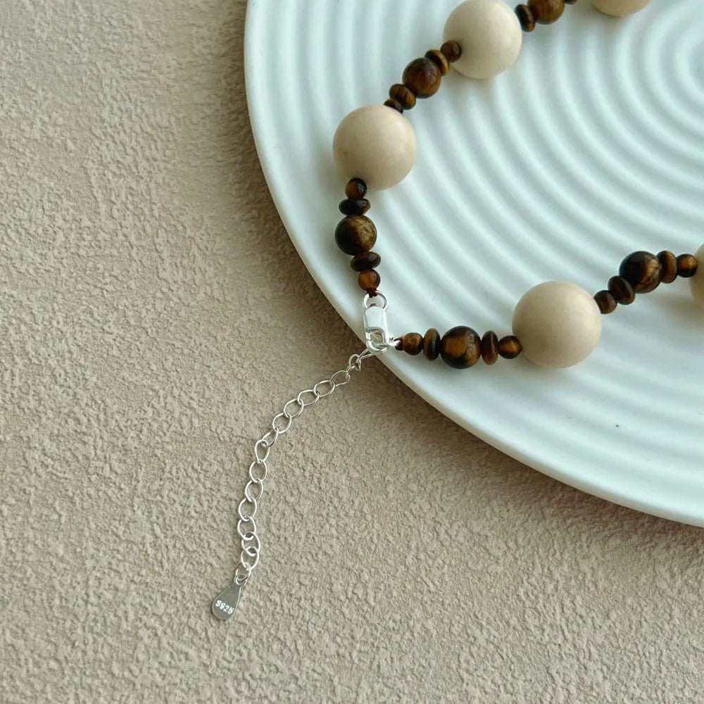 925 silver round beads necklace women electroplated finish silver colour pendant