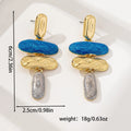 Geometry shape stud earrings with electroplated multicolour finish on zinc alloy
