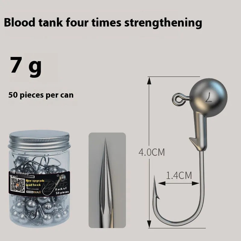 Enhanced strength fishing jig hooks set with primary colour finish and lead-headed design