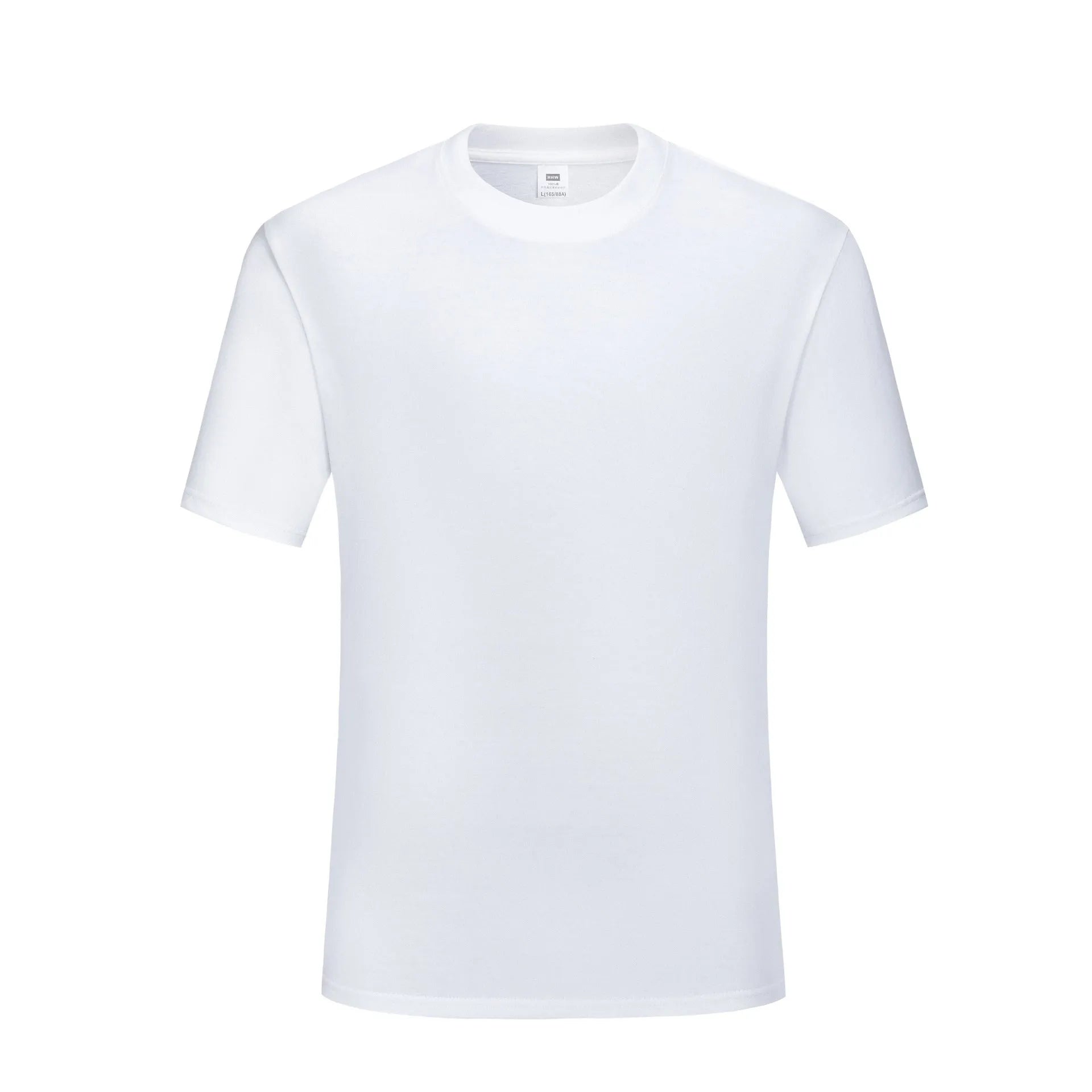 Men's solid colour pure cotton loose round neck T-shirt in Black, front view