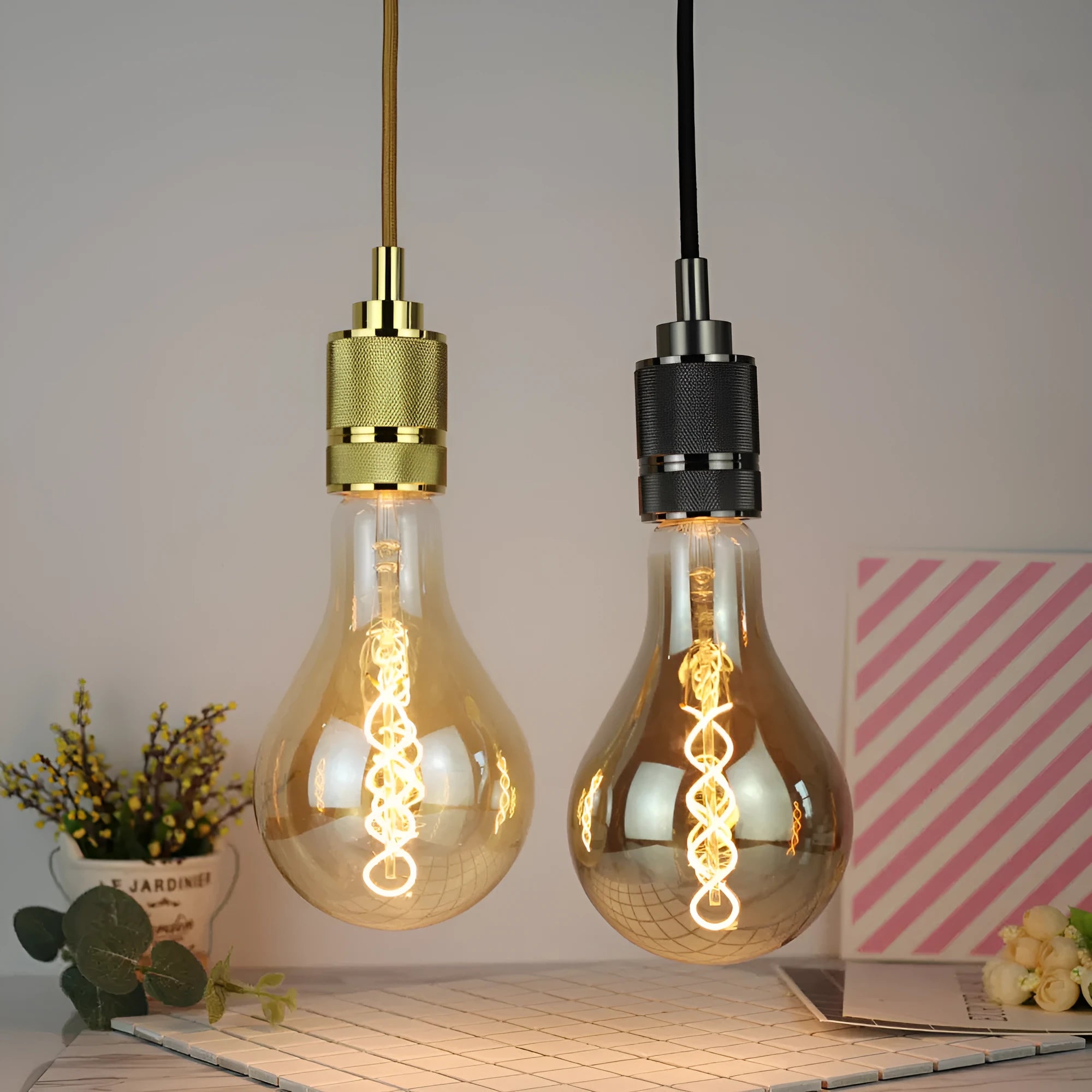 A110 LED soft light strip with double helix gold spiral design measuring 110 by 200 millimetres